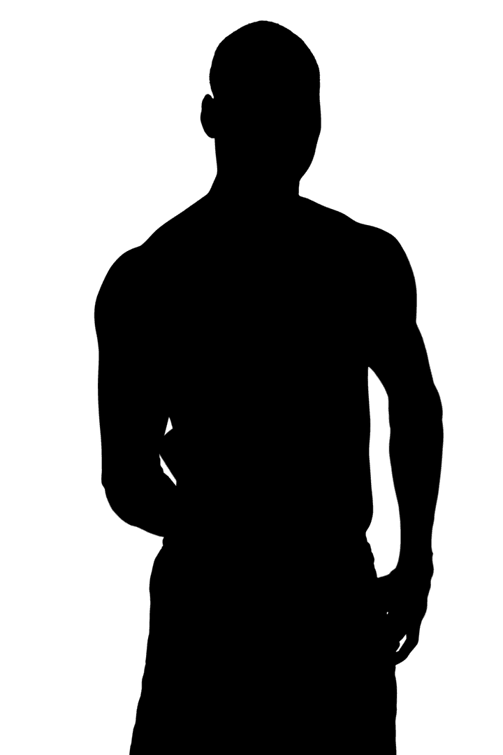 Silhouette of Muscular Man on Transparent Background for Sports