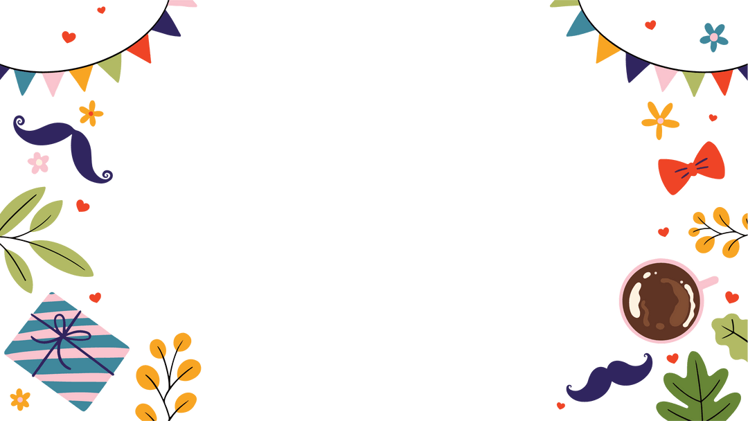 Colorful Festive Border with Icon Designs on Transparent Background