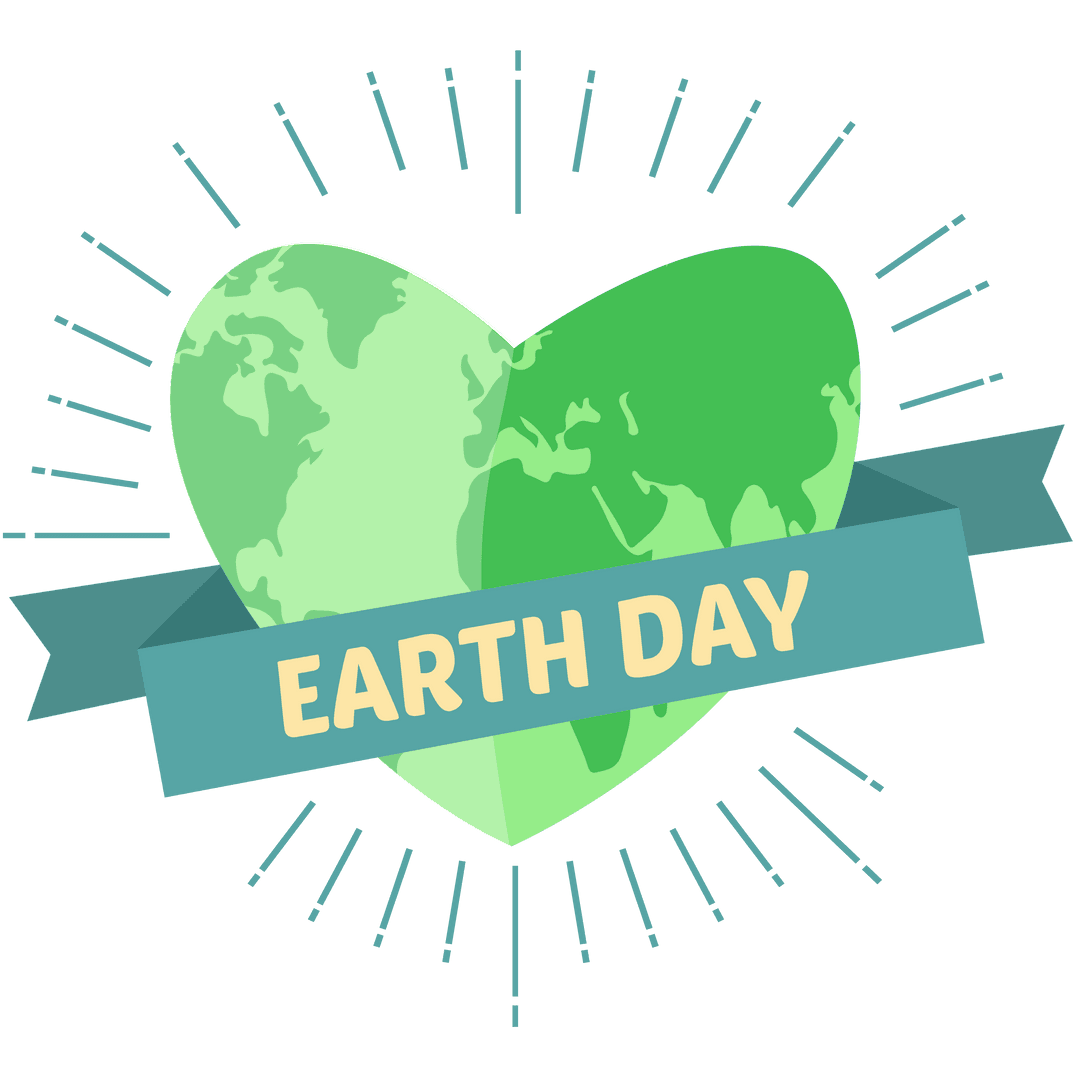 Earth Day Heart Design on Transparent Background