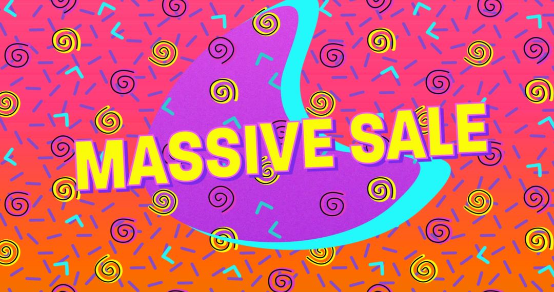 Vibrant Retro Massive Sale Banner with Abstract Design