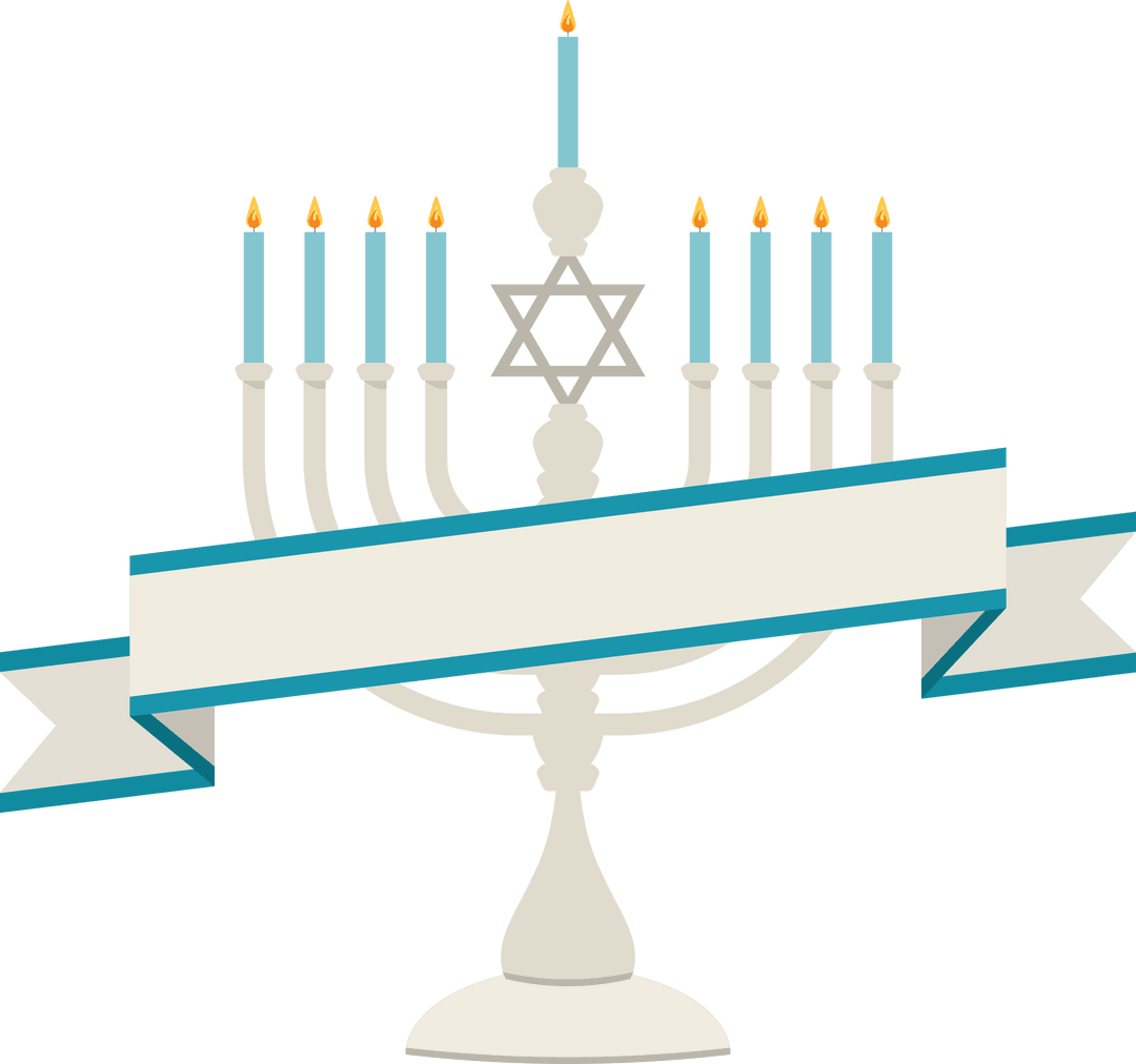 Transparent Menorah with Decorative Ribbon for Hanukkah