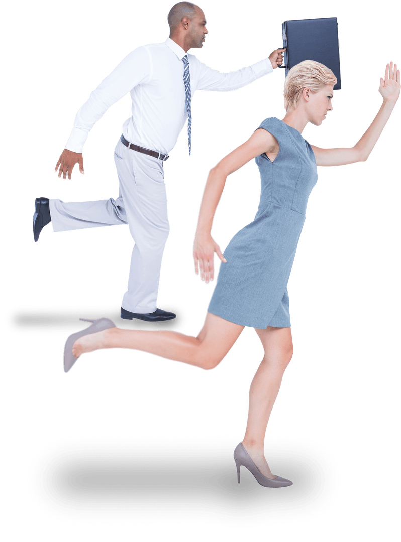 Transparent Business Colleagues Running on Clear Background