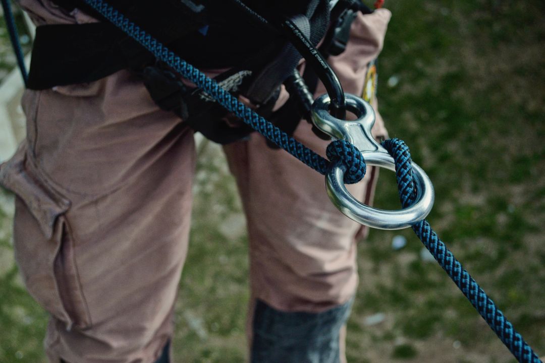 Close-up of Climber with Rope and Carabiner - Free Images, Stock Photos and Pictures on Pikwizard.com
