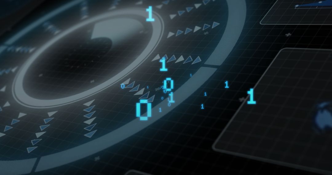 Binary Data Streams on Digital Interface Background