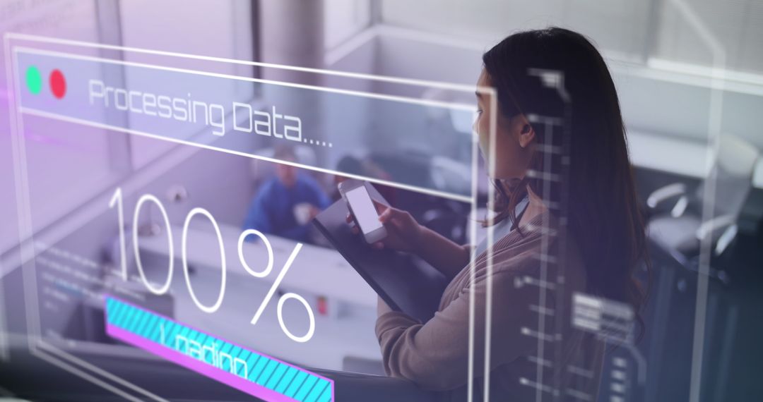 Businesswoman Embracing Digital Technology and Data Automation