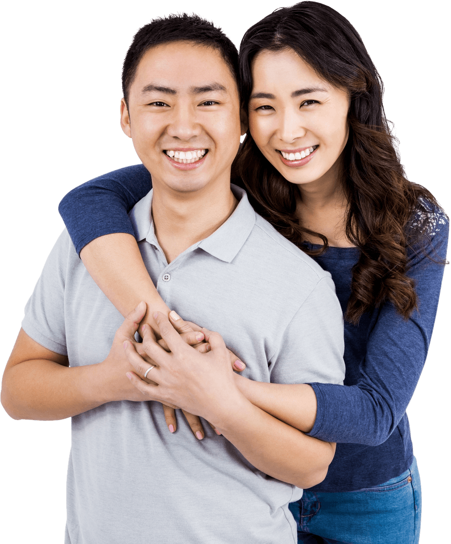 Smiling Couple in Casual Clothes Transparent Background