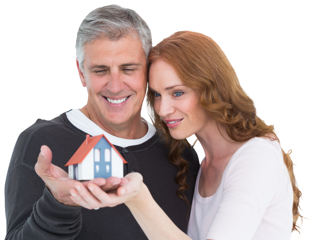 Happy Casual Couple Holding Small House Model on Transparent Background - Download Free Stock Images Pikwizard.com