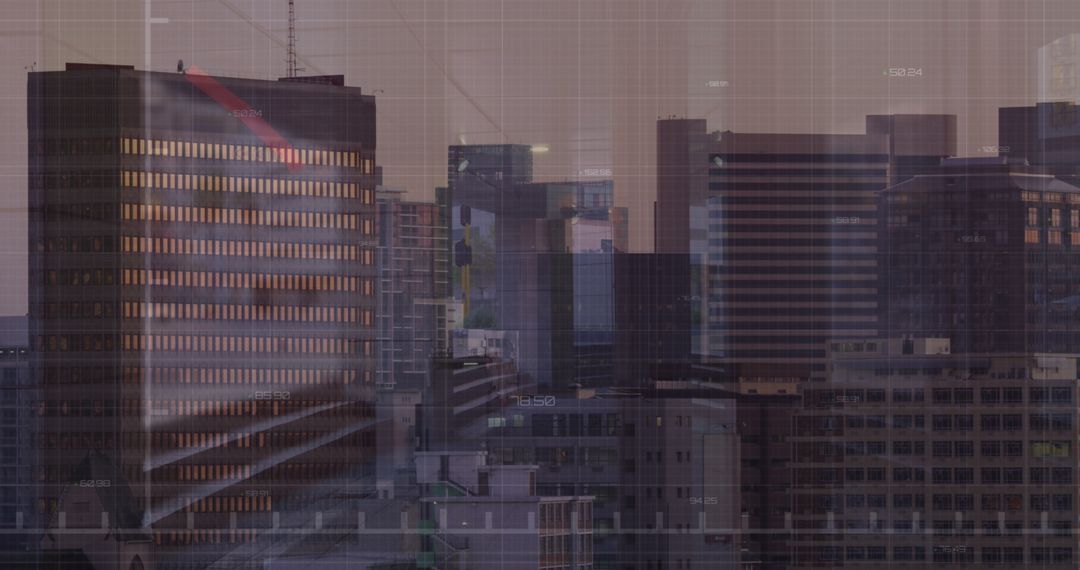 Cityscape Merged with Financial Data Graphics