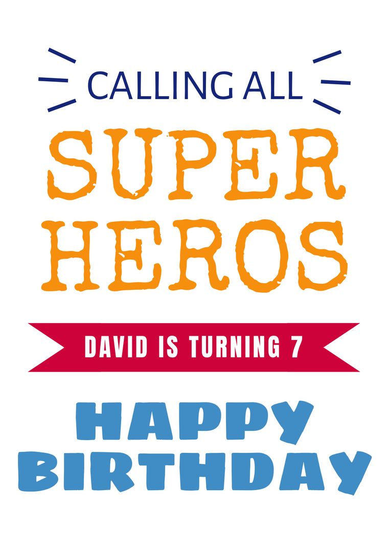 Colorful Happy Birthday Flyer with Superhero Theme for Kids - Download Free Stock Templates Pikwizard.com