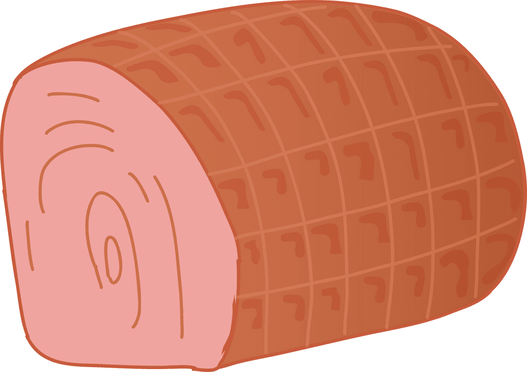 Illustration of Ham Roast with Cross-Hatch on Transparent Background