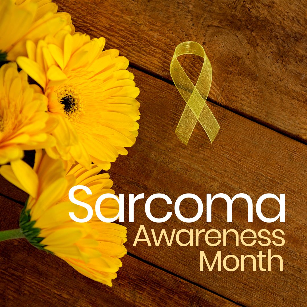 Sarcoma Awareness Month Yellow Ribbon and Sunflowers Composition
