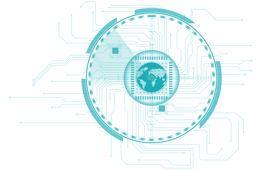 Transparent Digital Circuit Clock on Globe Design
