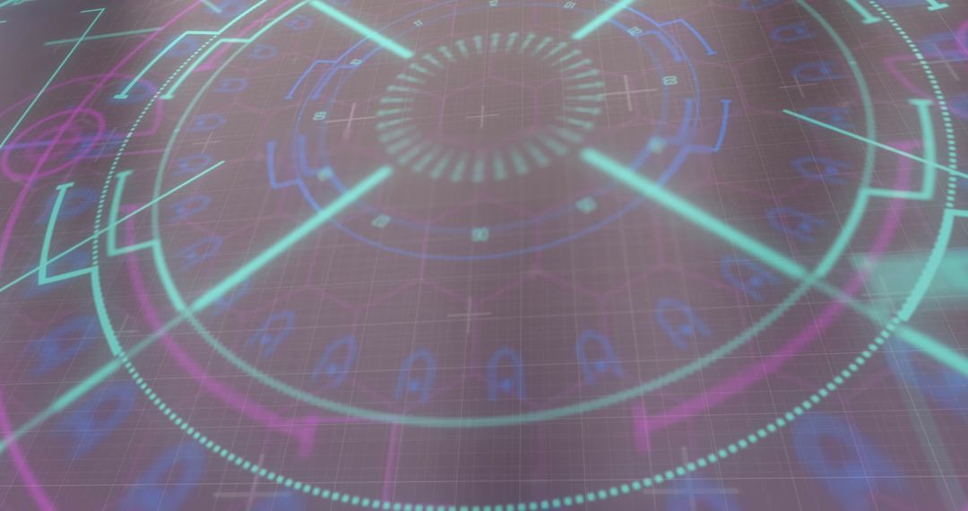 Futuristic Digital Interface Display with Neon Elements