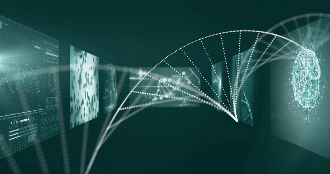 Futuristic DNA Strand Over Digital Data Interface