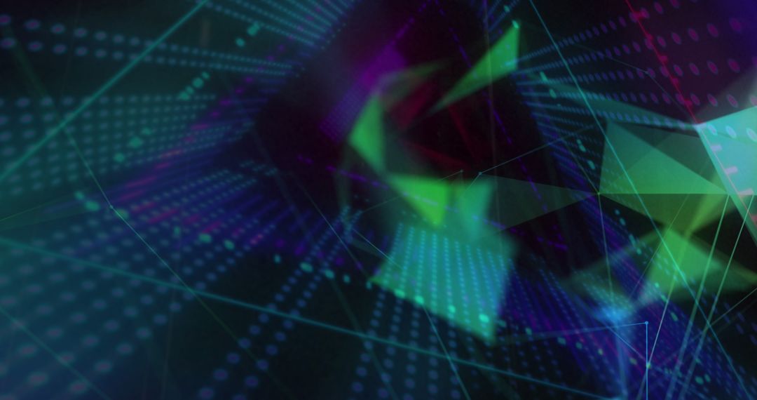 Futuristic Neon Tunnel with Digital Network Connections