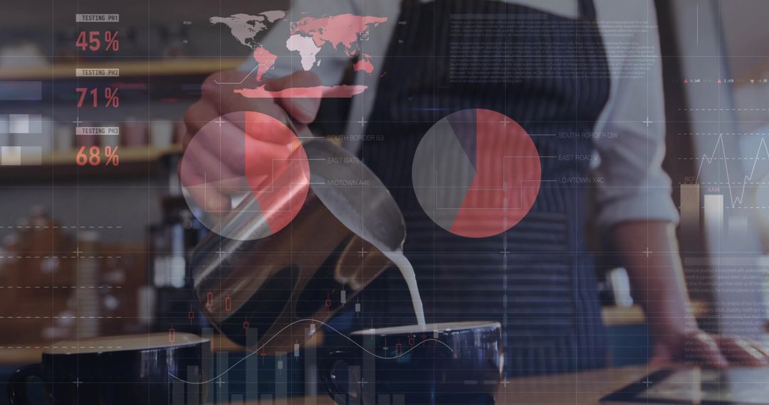 Barista Crafting Latte Art with Data Driven Insights Background