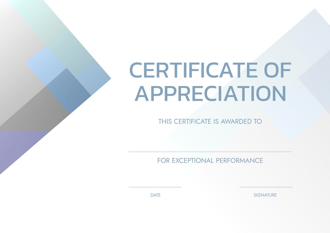 Modern Certificate of Appreciation Template with Geometric Design - Download Free Stock Templates Pikwizard.com