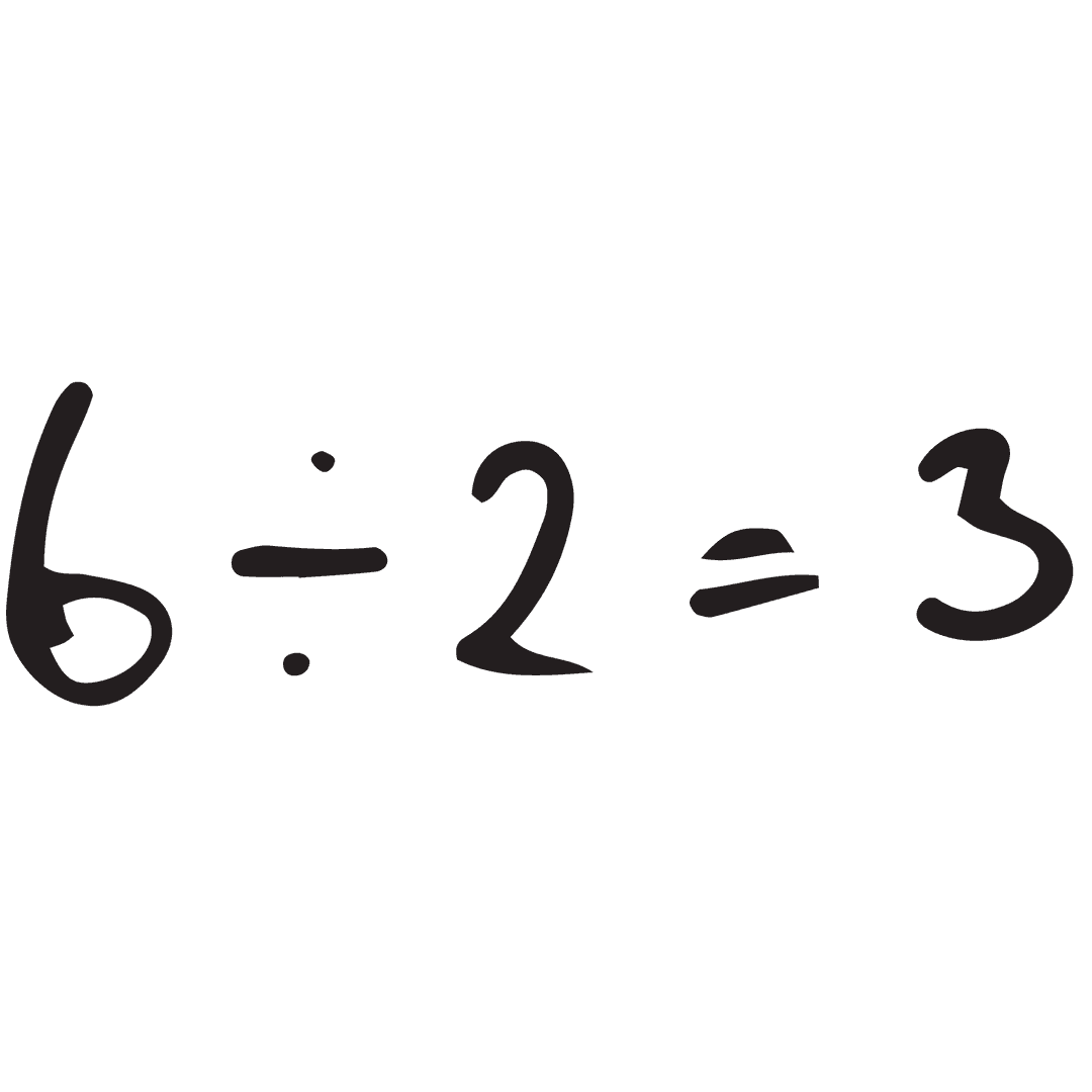 Transparent Vector Equation Illustration of Division 6 ÷ 2