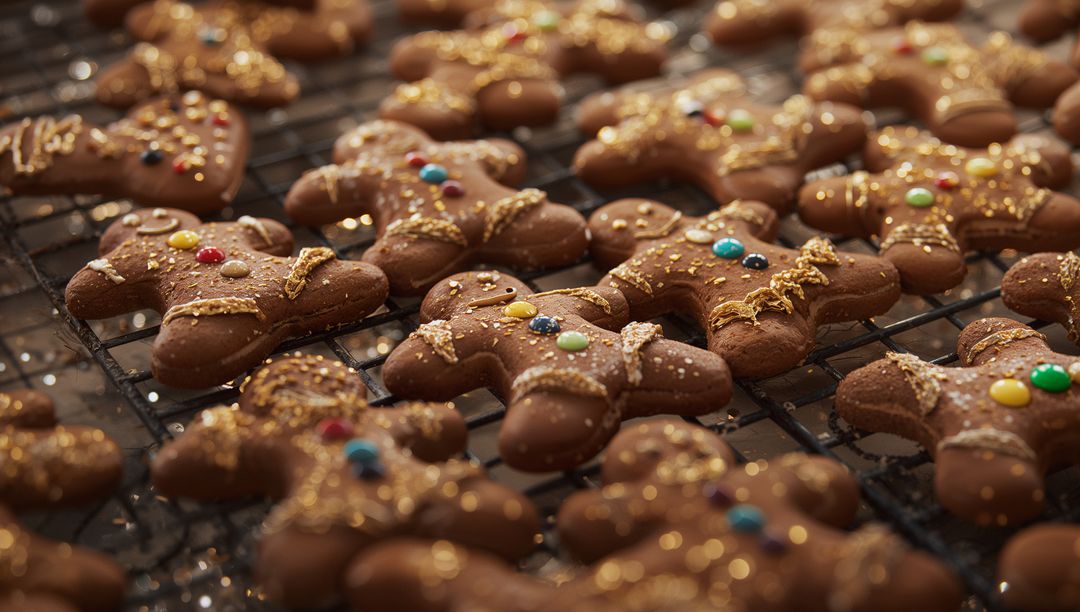 Festive Gingerbread Men Cookies with Candy and Sprinkles