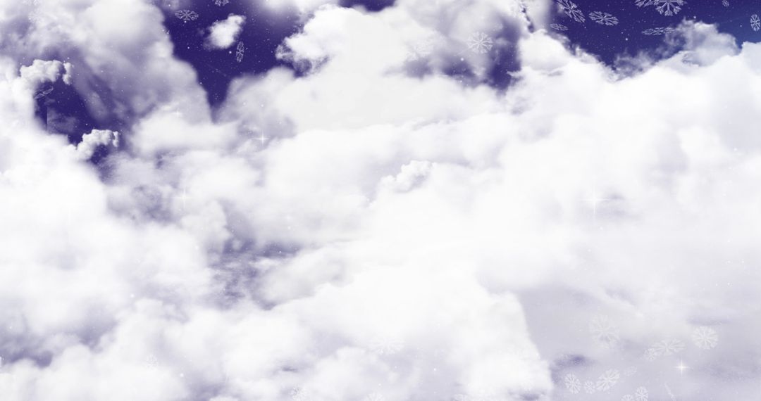 Cloudy Sky with Falling Snowflakes Dreamlike Scene