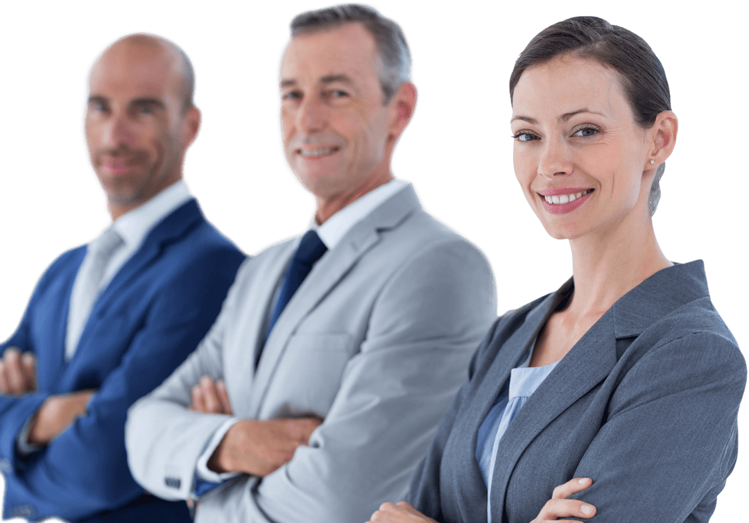 Professional Business Colleagues Standing Together Transparent Background