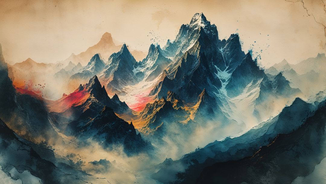 Ethereal Majestic Peaks in Misty Horizon
