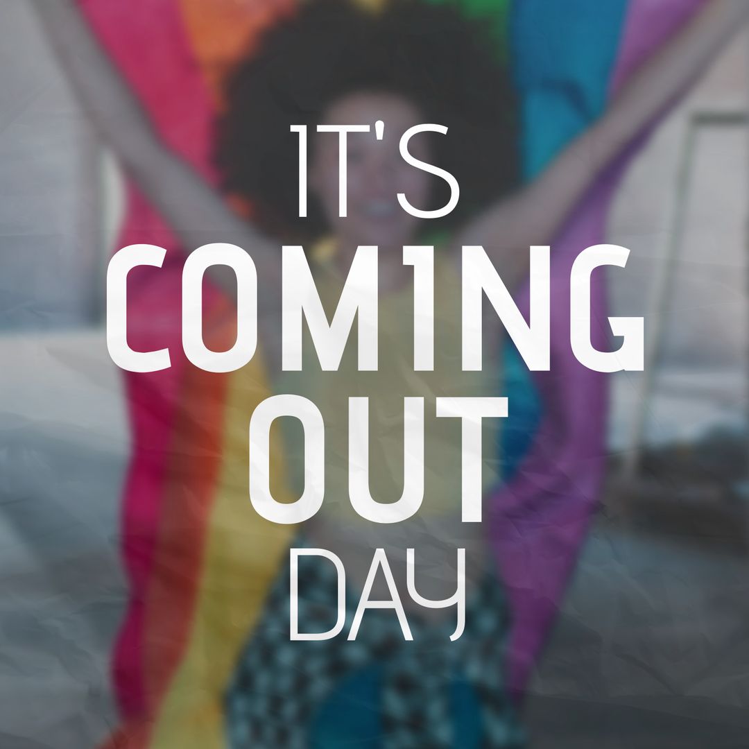 Coming Out Day Design with Rainbow Flag Background