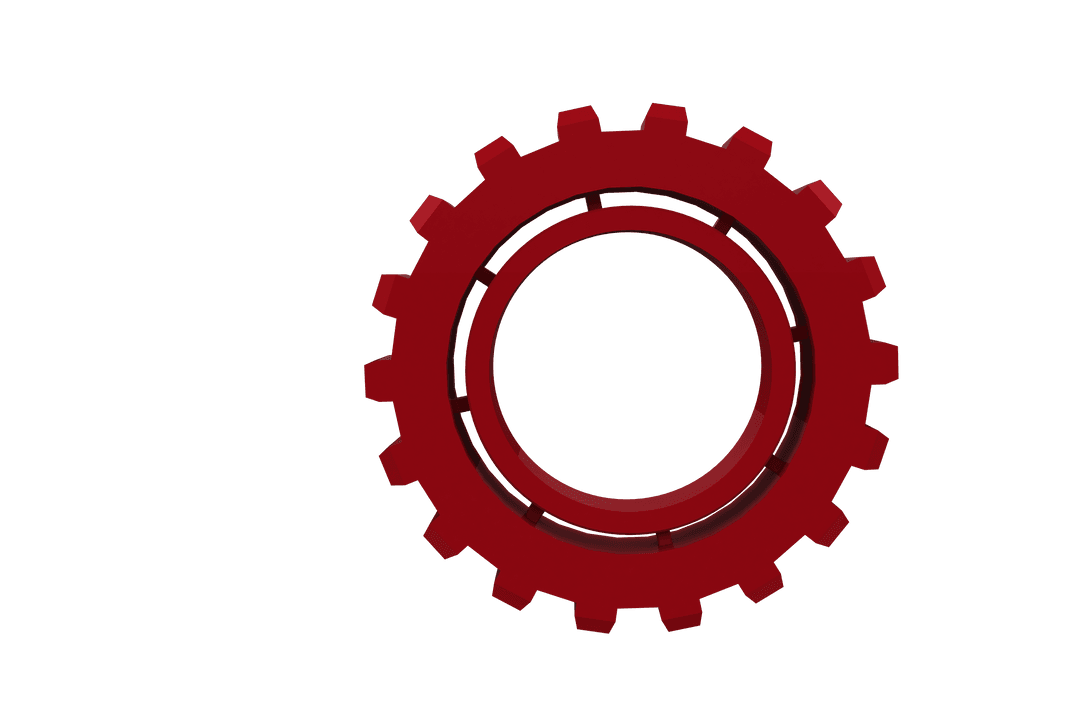 Transparent Red Gear Isolated for Industrial Design