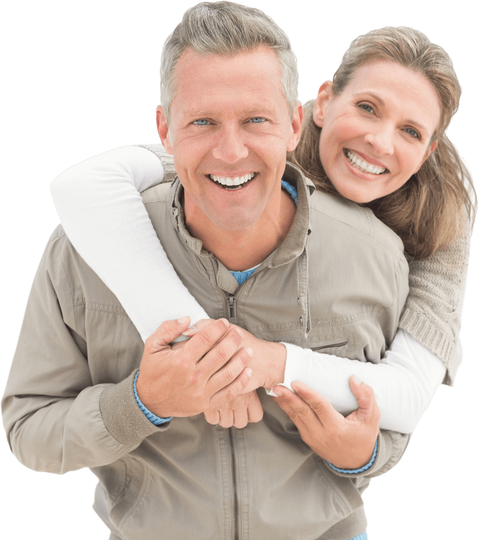 Smiling Couple Piggyback at Transparent Background