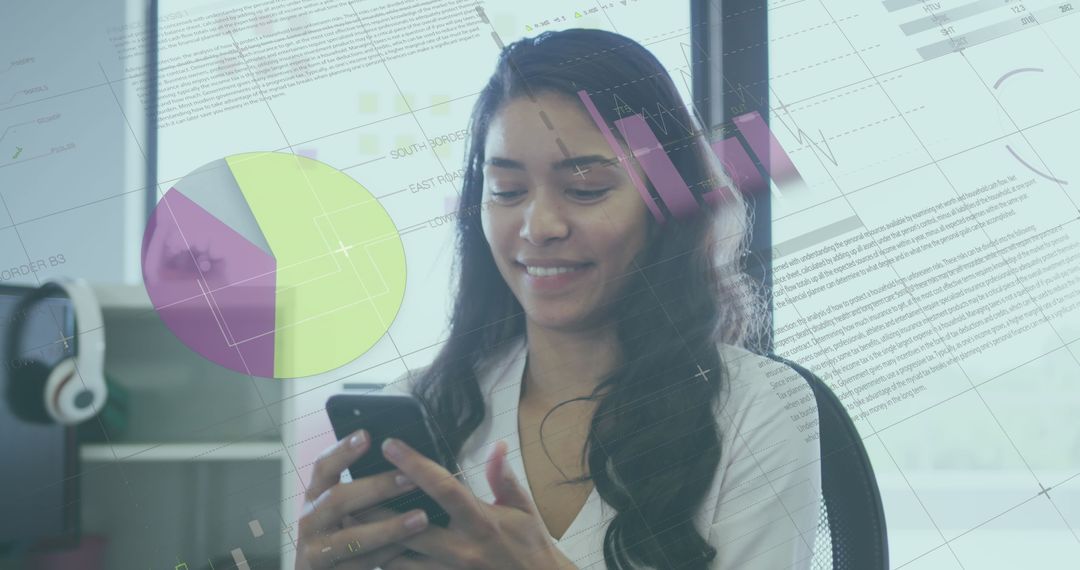 Junior Analyst Engaging with Data Visualization on Smartphone