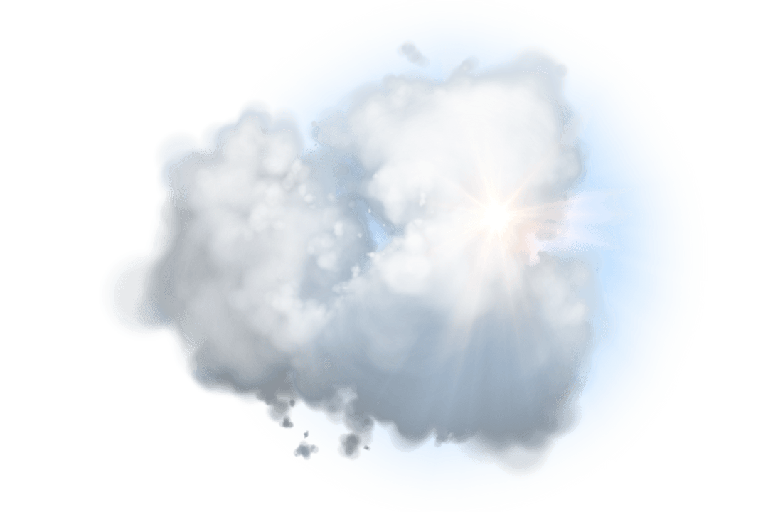Sunny Cloud with Sunburst on Transparent Background