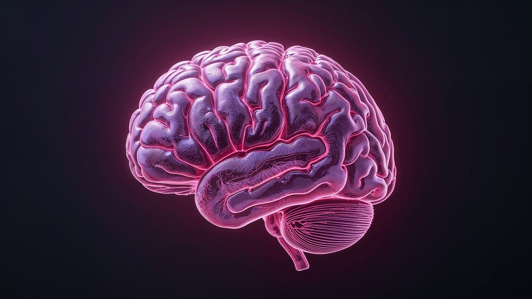 Futuristic Holographic Brain Model with Neon Glow