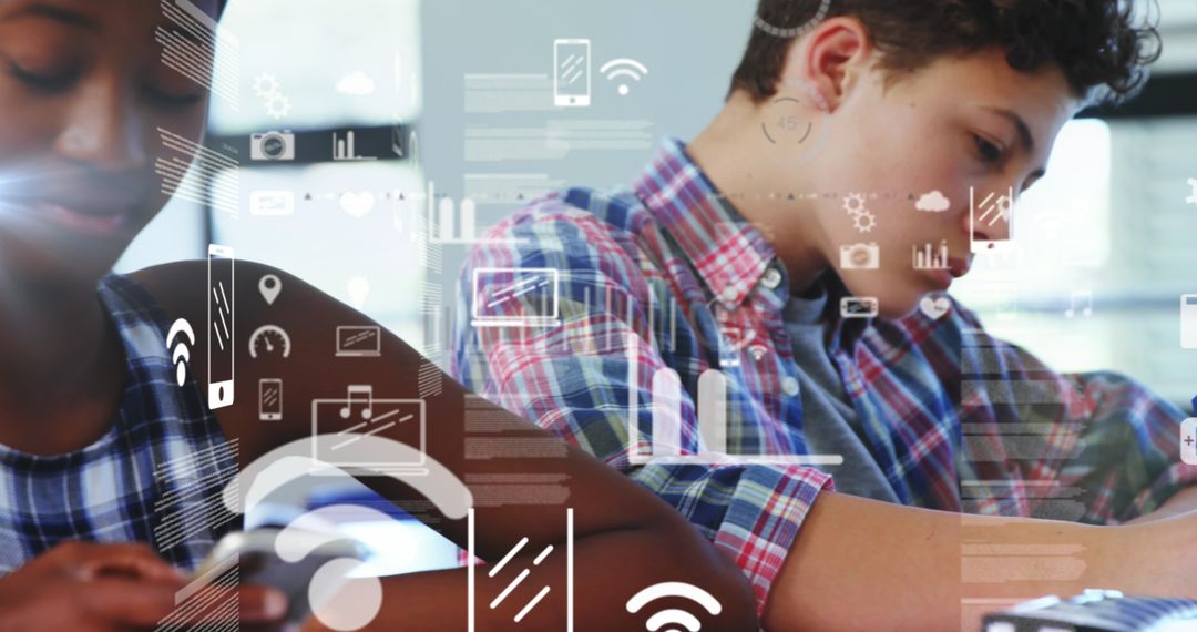 Schoolchildren Engaging with Digital Technology in Class