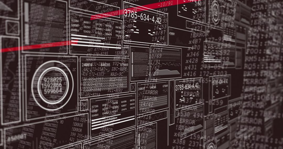 Futuristic Cybersecurity Dashboard with Error Dialog Boxes