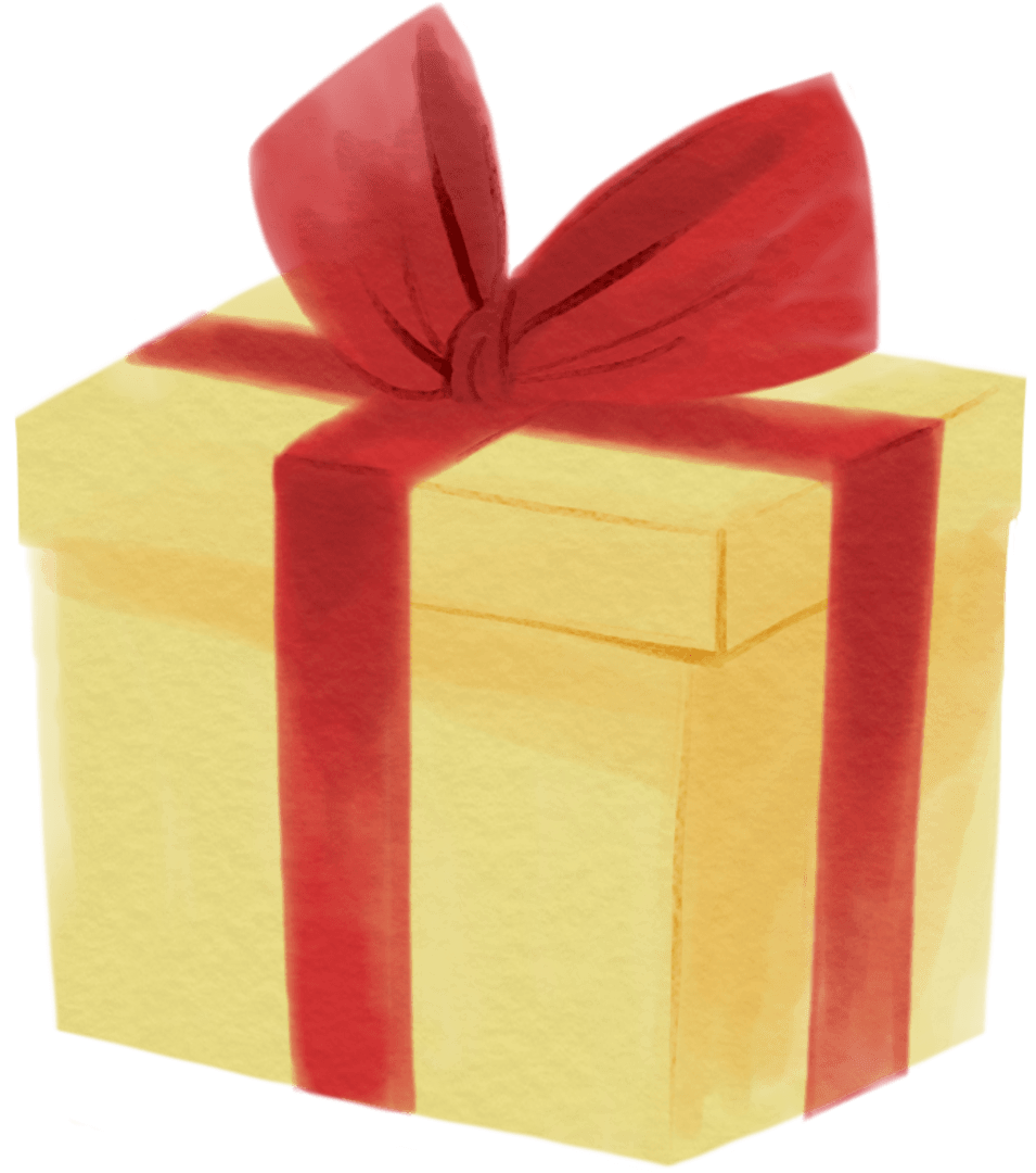 Illustration of Transparent Gift Box with Red Ribbon