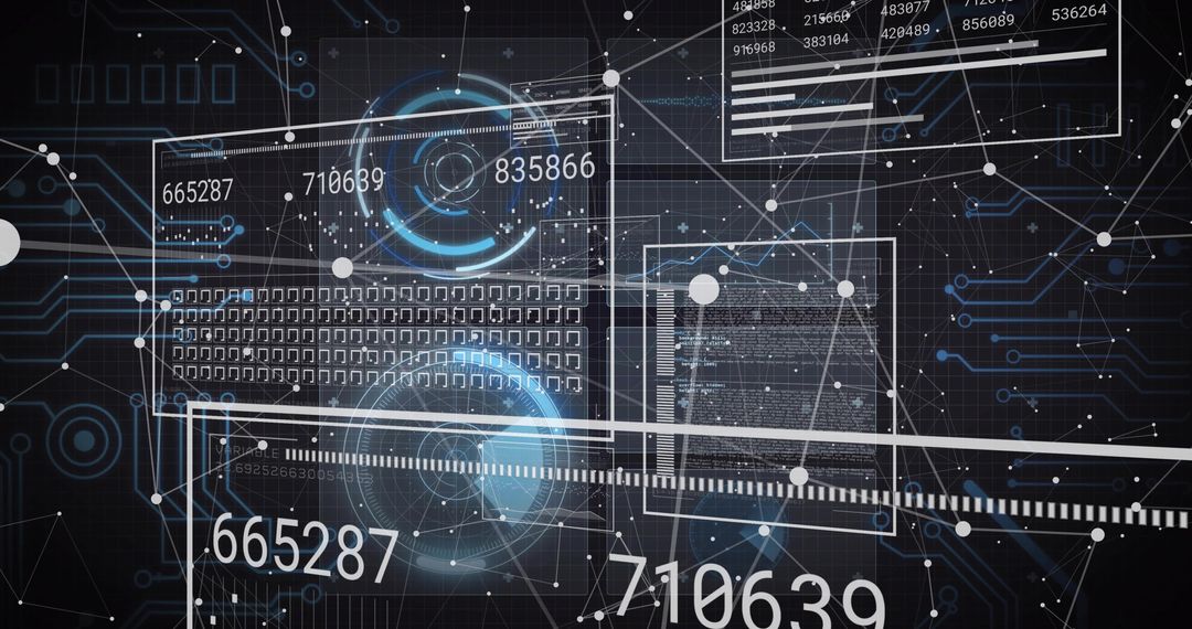 Futuristic Data Interface with Floating Digital Panels