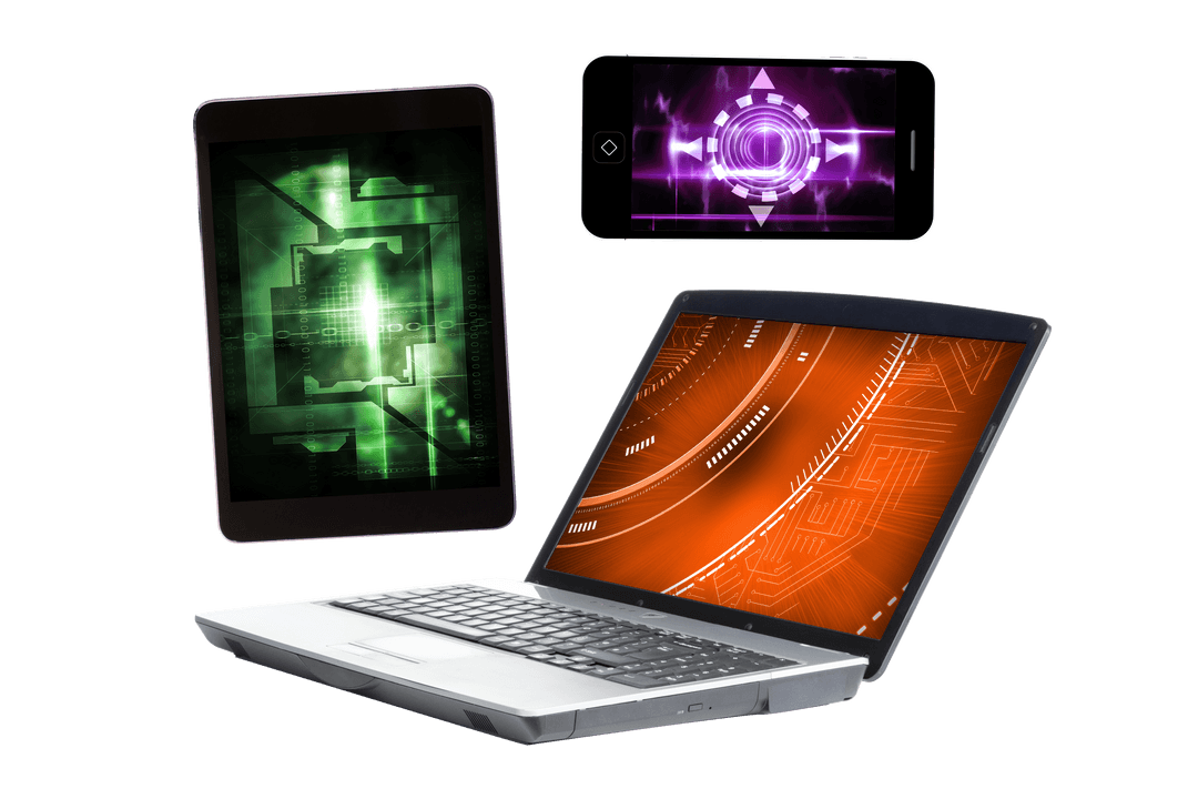 Transparent Digital Devices with Futuristic Tech Interfaces