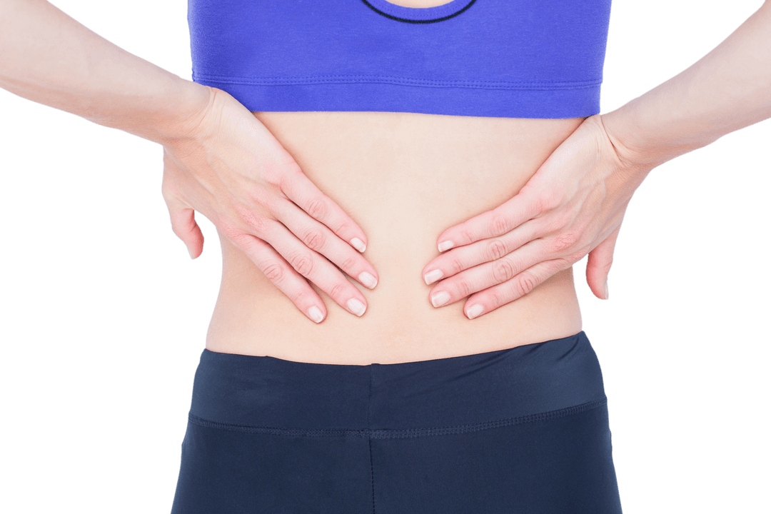 Health Concept of Back Pain in a Woman on Transparent Background
