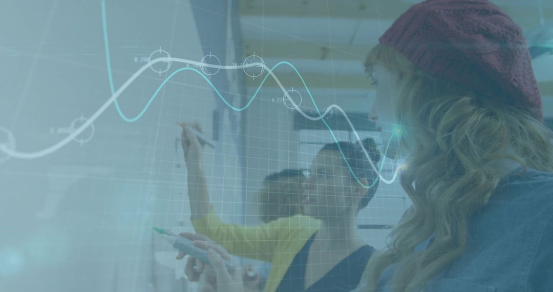 Innovative Team Meeting with Digital Data Visualization