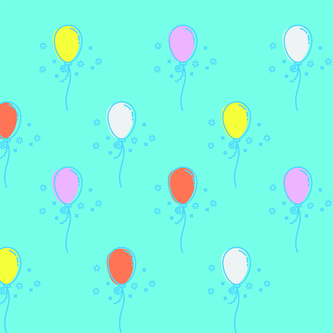 Pastel Balloon Pattern on Transparent Background for Festive Design