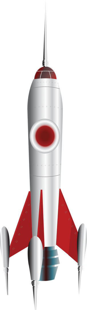 Transparent Illustration of Vintage Silver and Red Space Rocket - Download Free Stock Images Pikwizard.com