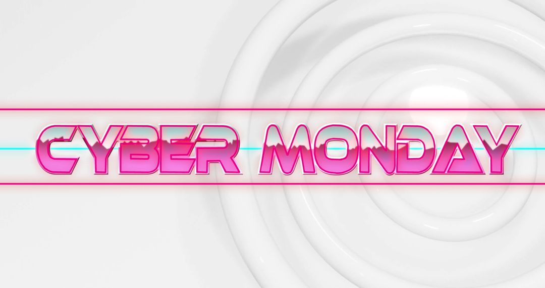 Cyber Monday Neon Text on Glossy Circles Background