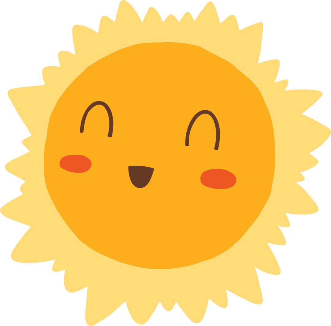 Cheerful Cartoon Sun with Smiling Face Transparent