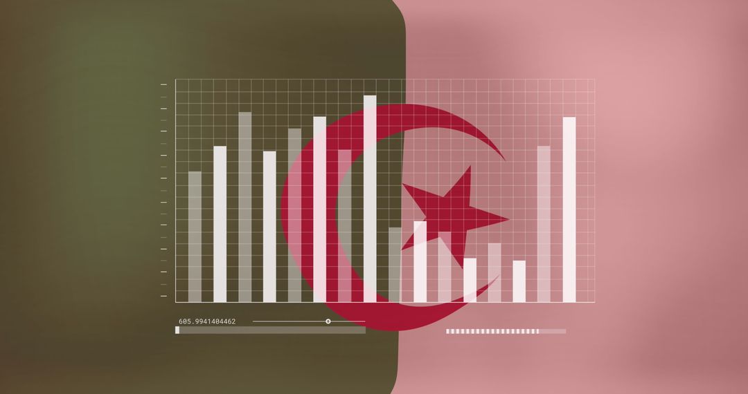 Algerian Flag with Data Charts Symbolizing Economic Growth