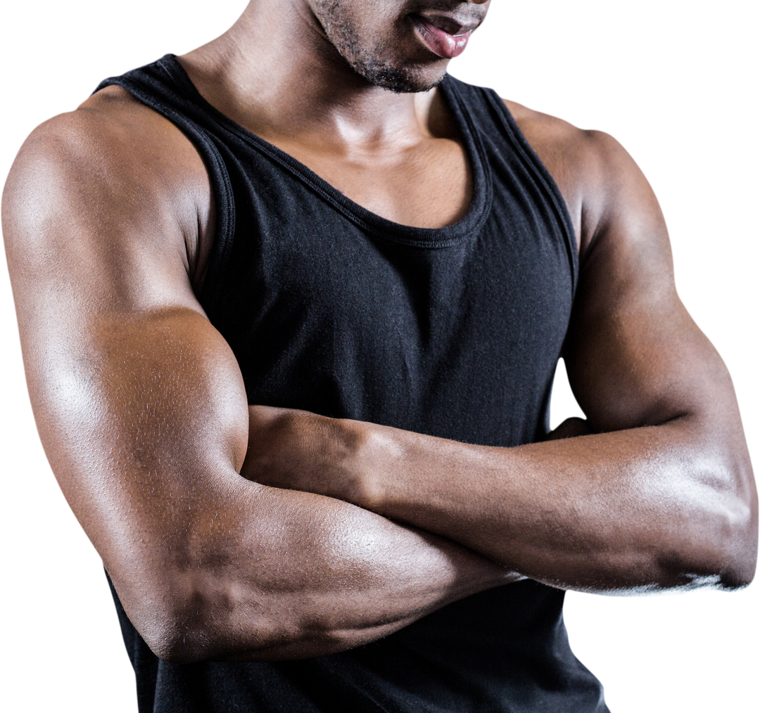 Transparent Muscular Man with Arms Crossed Displaying Strength - Download Free Stock Images Pikwizard.com