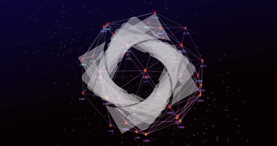 Digital Network with Interconnected Nodes and Geometric Shapes