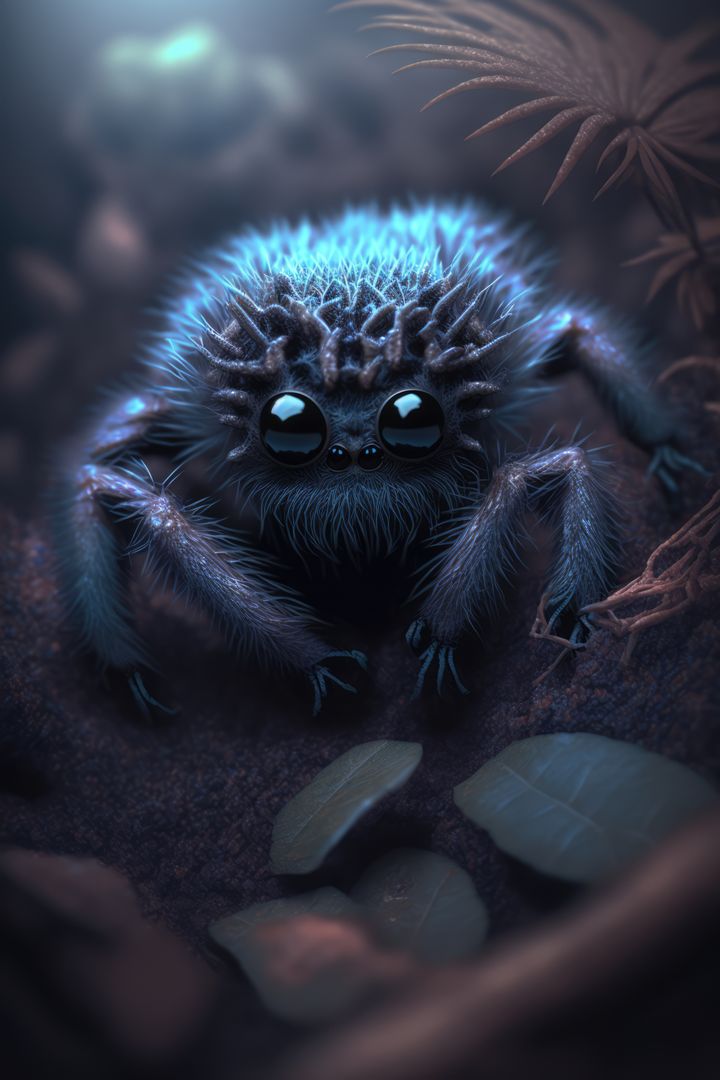 Cute blue spider with orange leaves created using generative ai technology - Free Images, Stock Photos and Pictures on Pikwizard.com