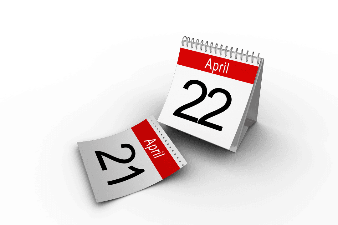 April Calendar Pages on Transparent Background PNG Illustration