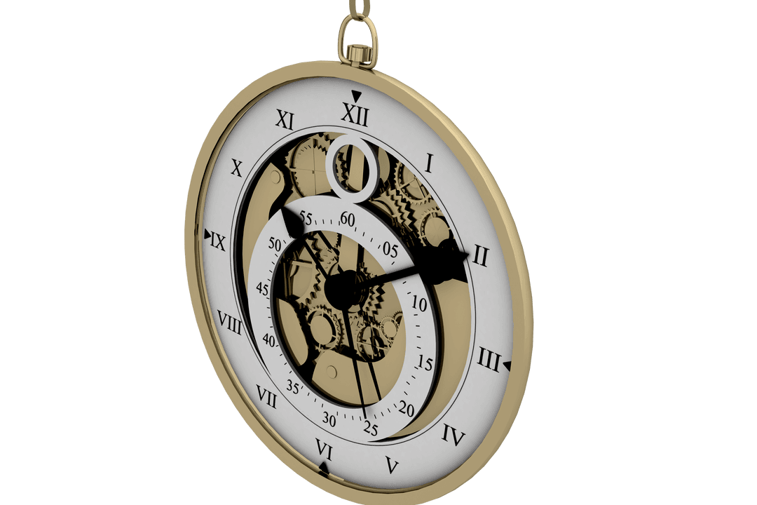 Transparent Antique Pocket Watch with Visible Gears