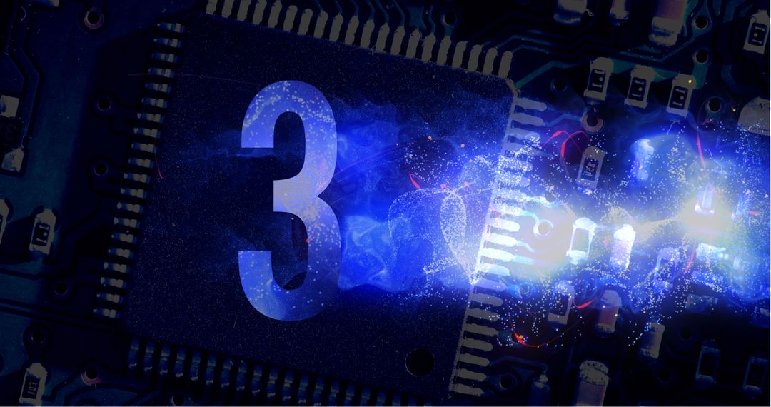 Animated Countdown on Computer Chip Background